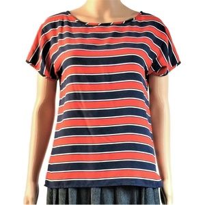 J. Crew Silk Top Blouse Gondola Stripe Nautical
